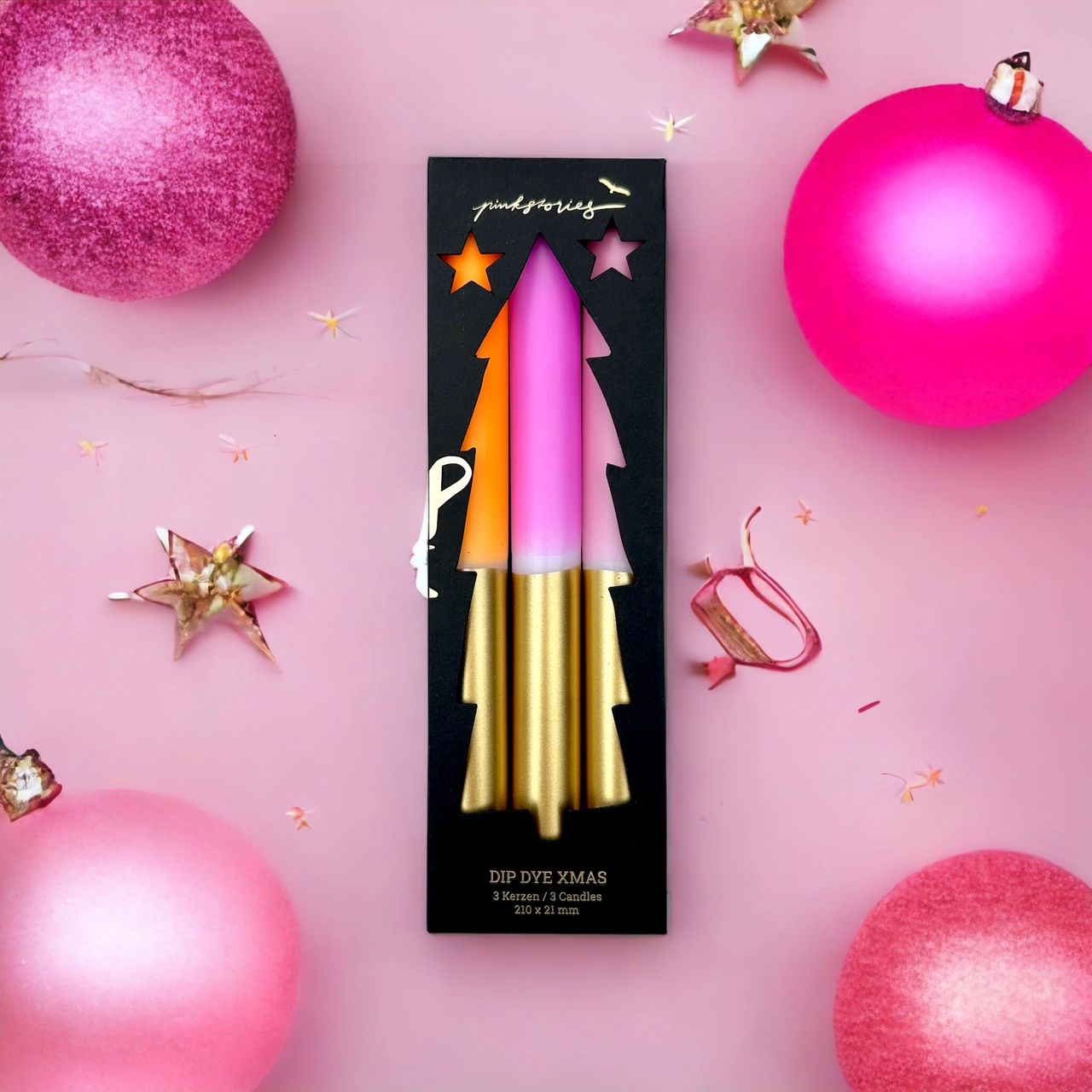 Dip Dye Kerstkaarsen Roze