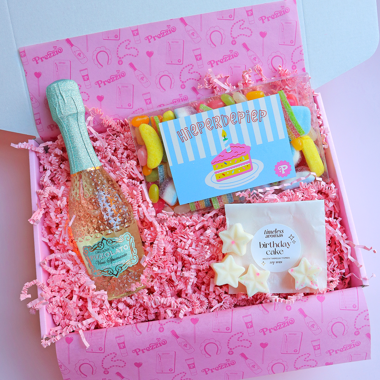 cadeaubox verjaardag bubbels snoep per post