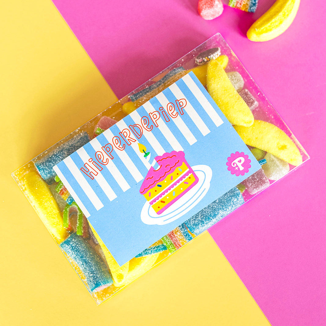 Hieperdepiep snoepcadeau met kleurrijk snoep – cadeautje versturen per post verjaardag