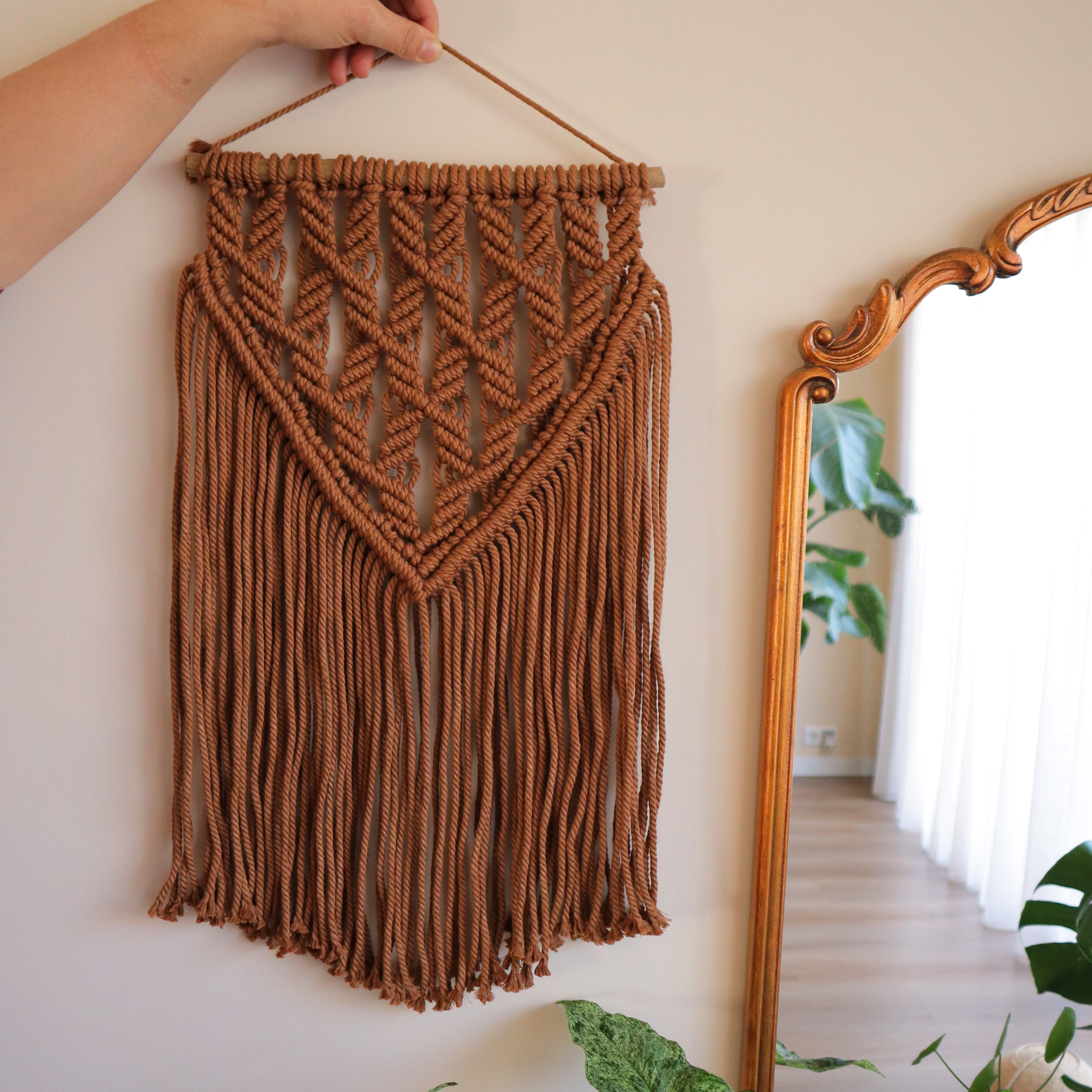 Macramé wandkleed bruin