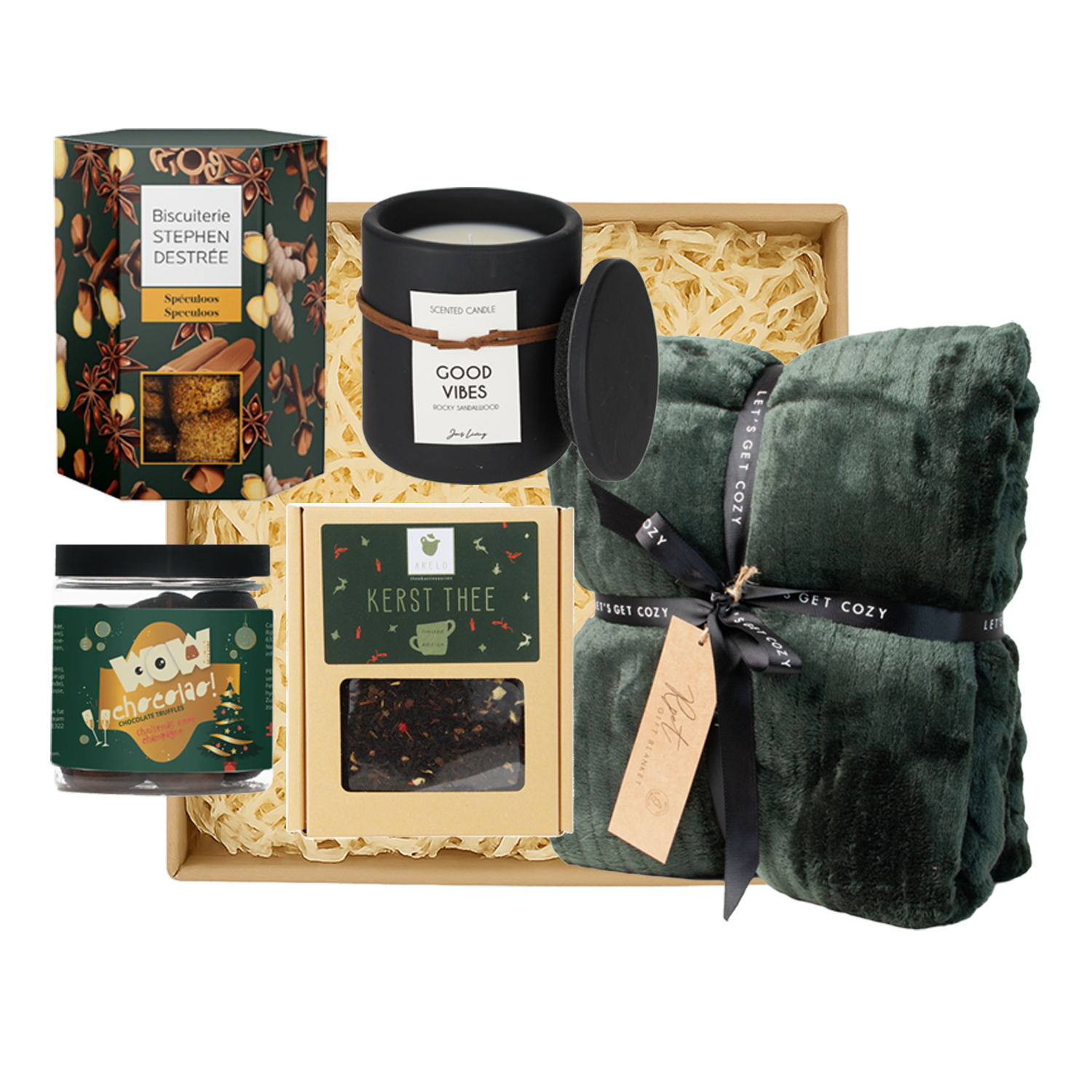 Luxe kerstpakket 2025 met fleece plaid en geurkaars
