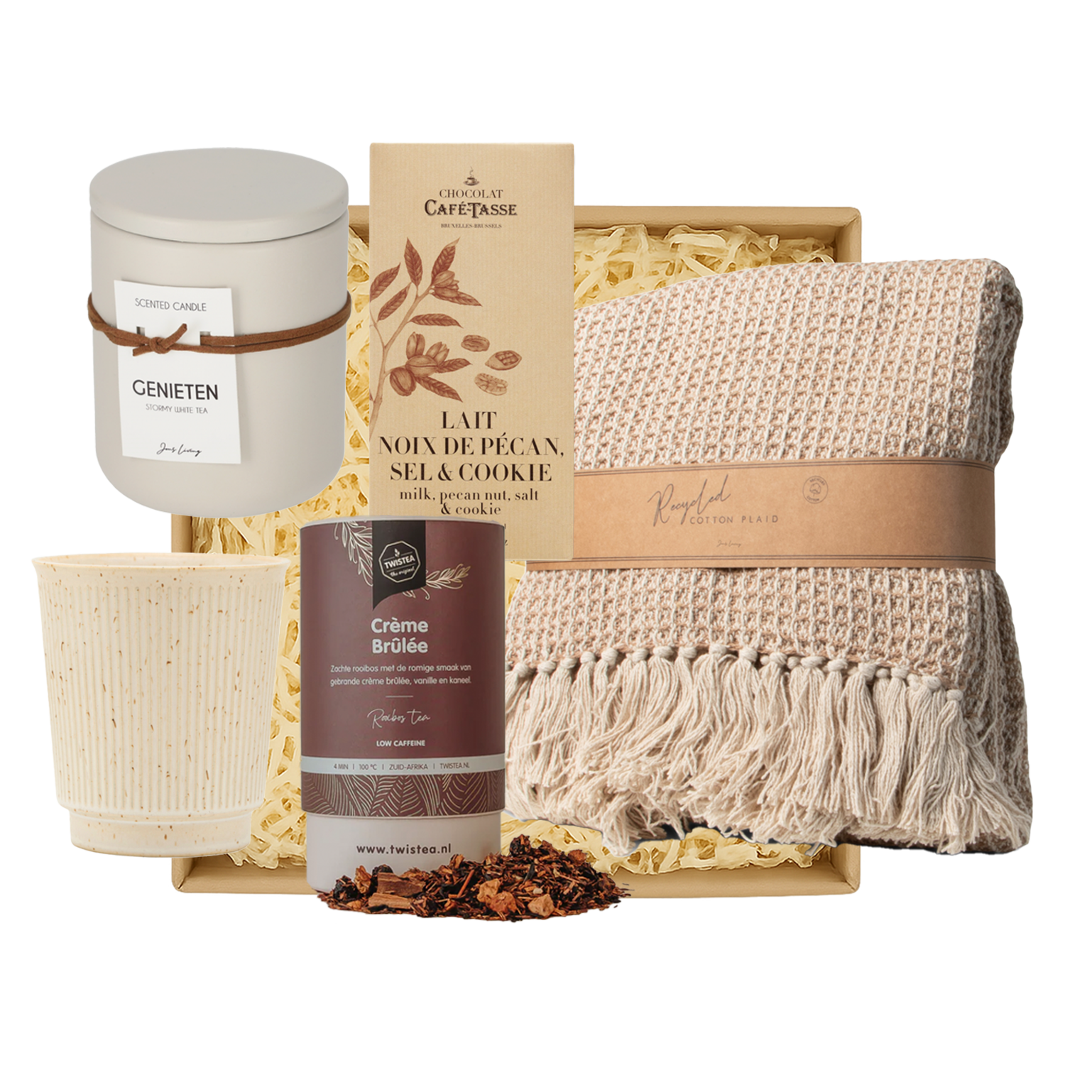 Luxe kerstpakket in warme tinten – ideaal eindejaarsgeschenk