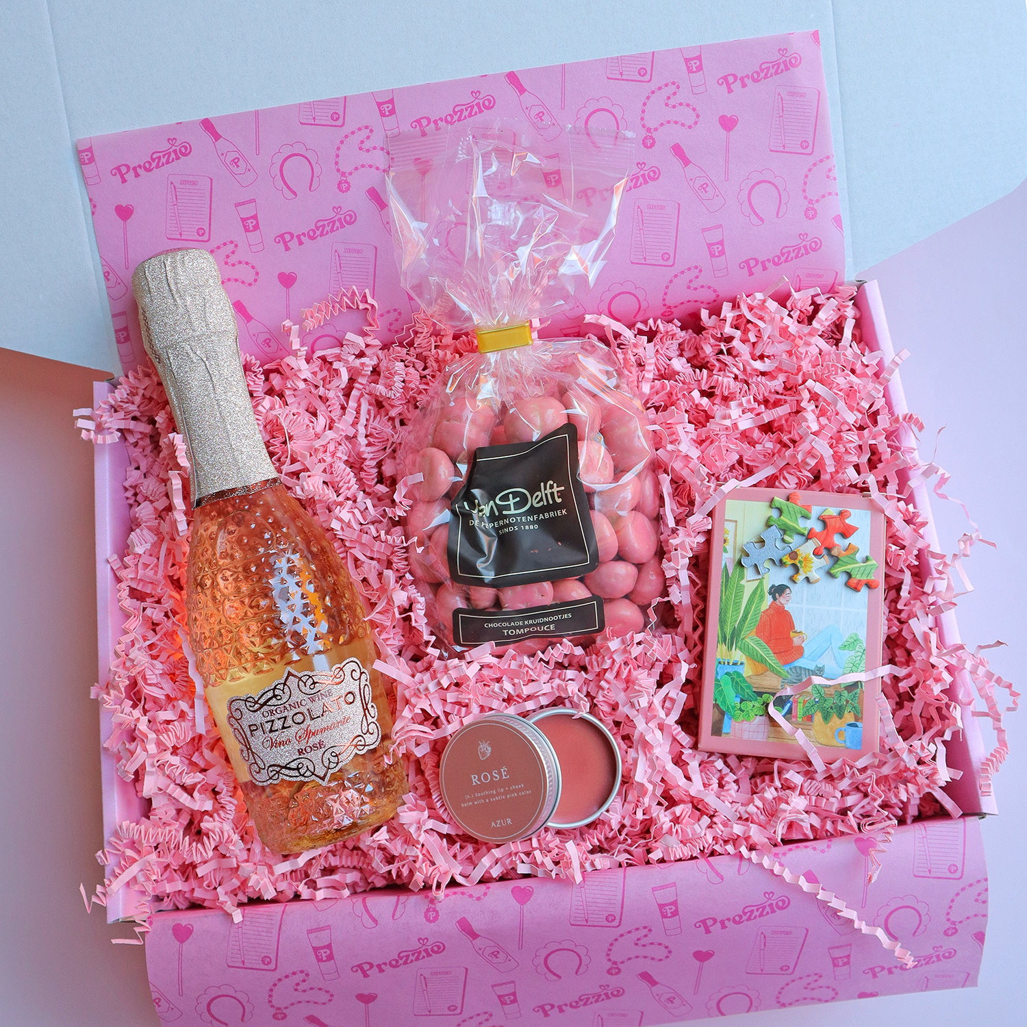 rose bubbels cadeaubox per post verjaardag voor haar pepernoten