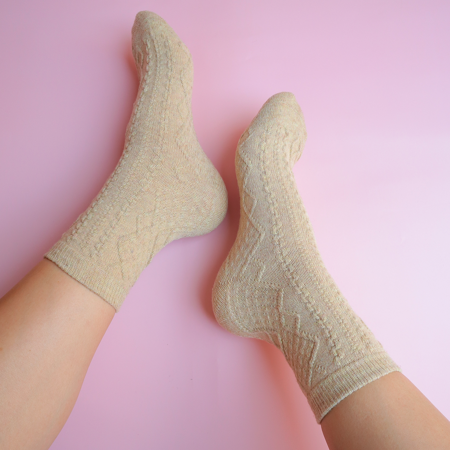 Sokken gebreid beige